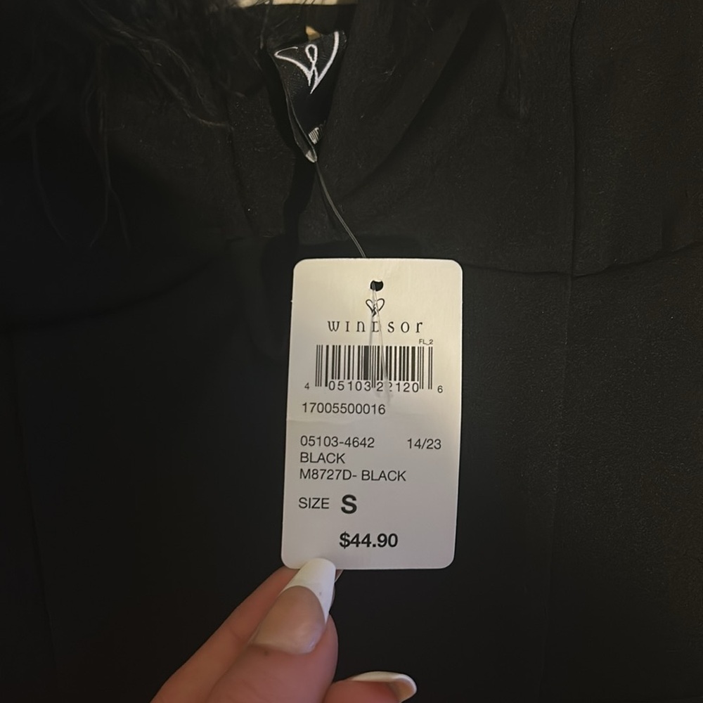 Windsor mini dress black S. Feathered front. - Picture 2 of 5